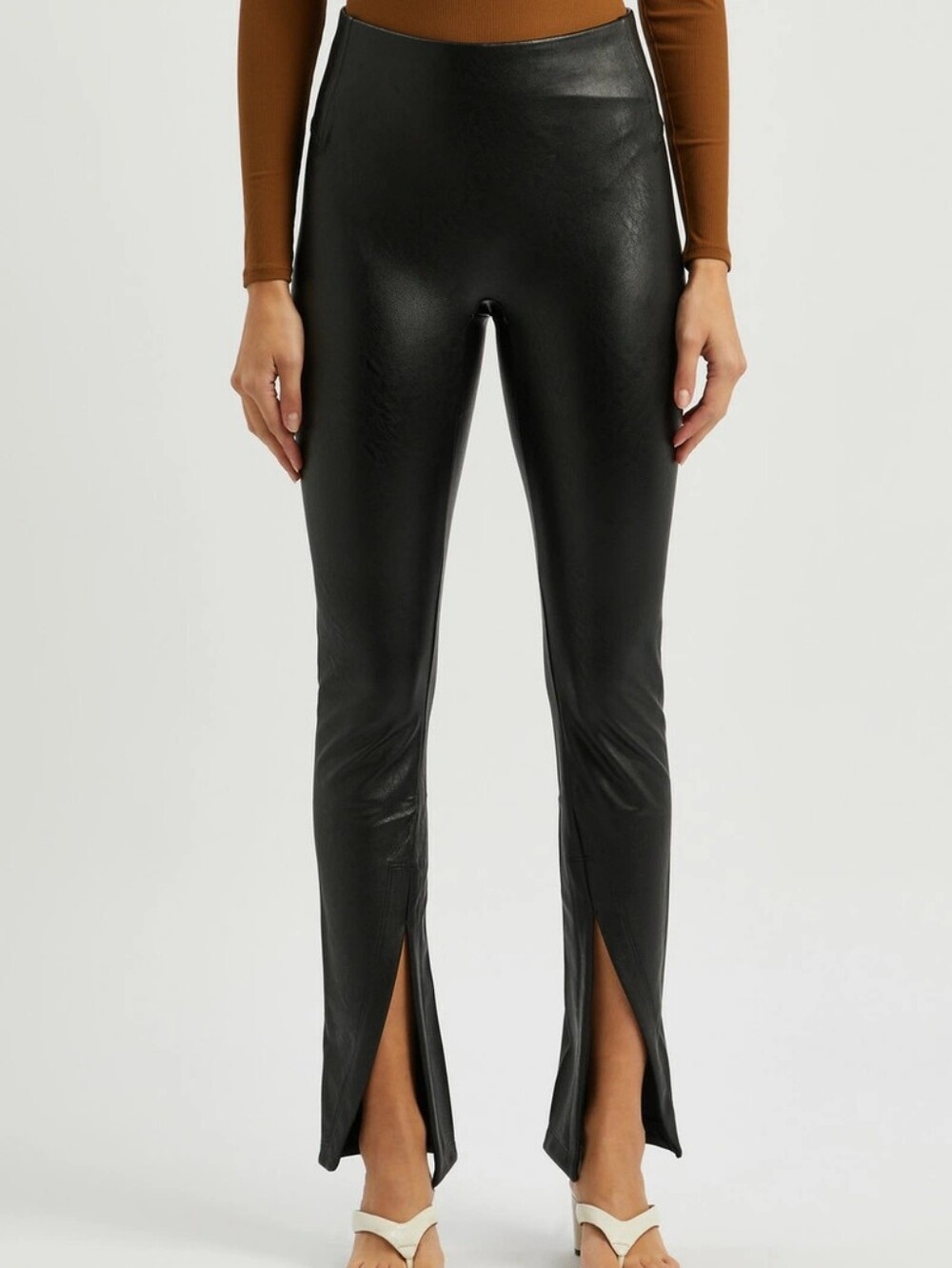 Spanx Split-hem Faux Leather Leggings Black